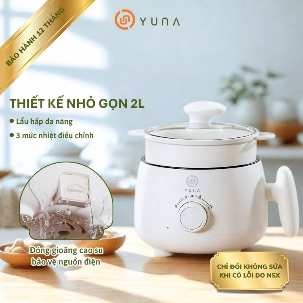 Nồi lẩu  Mini YUNA Đa Năng 2 tầng Chống Dính Tiện Lợi Cho Sinh Viên Dân Văn Phòng Và Gia Đình Nấu Mì