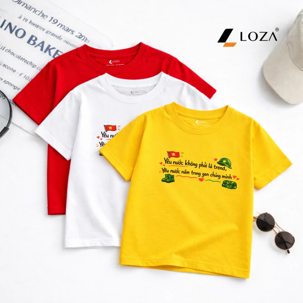 Áo phông cho bé trai, bé gái chữ "Yêu nước không phải là trend, yêu nước nằm trong gen chúng mình" - Loza Kids AT8516