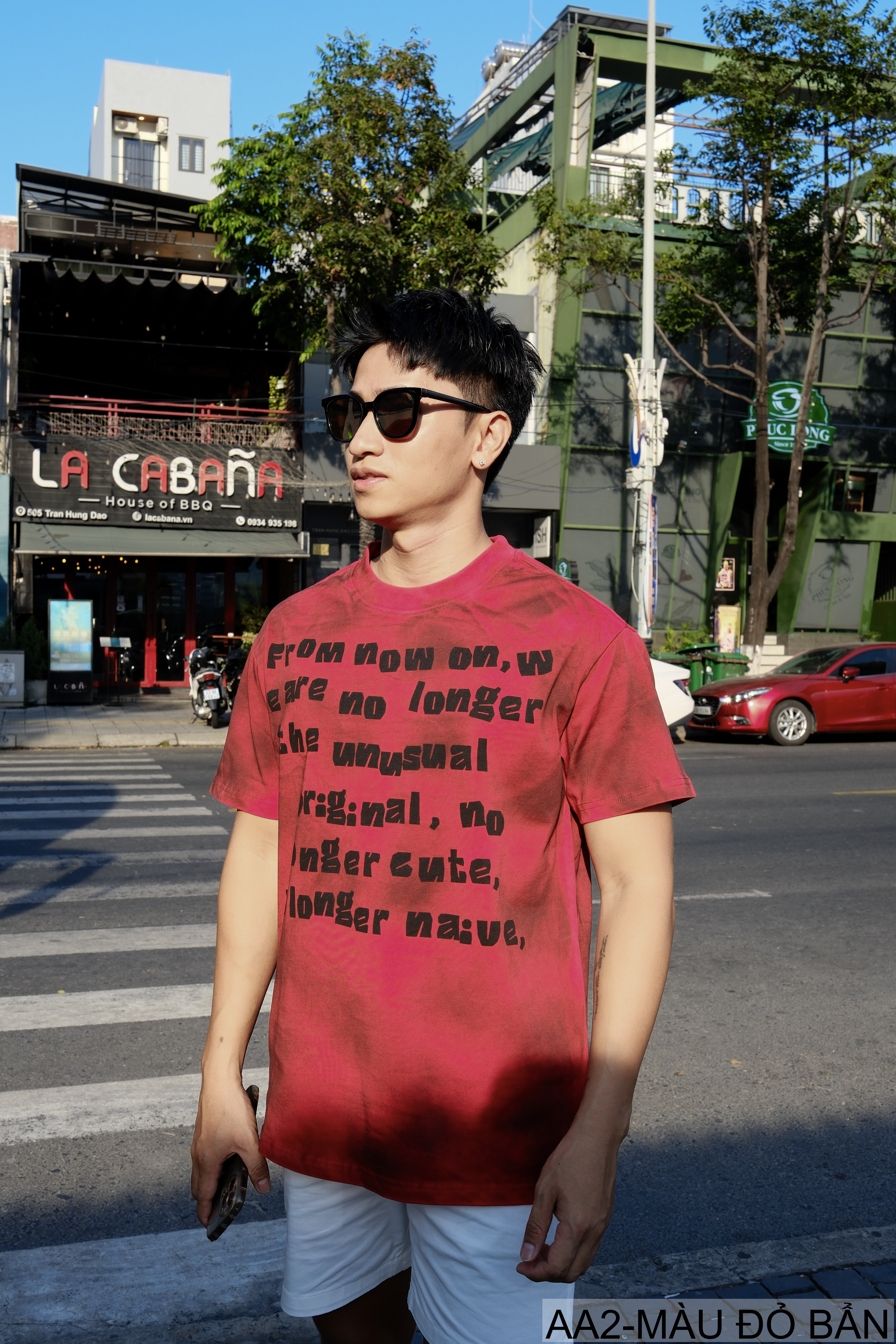 AA2 - Áo thun nam cổ tròn tay ngắn phong cách retro streetwear, chất cotton mềm, dáng rộng, màu Xanh Bẩn & Đỏ Bẩn_thumbnail_7