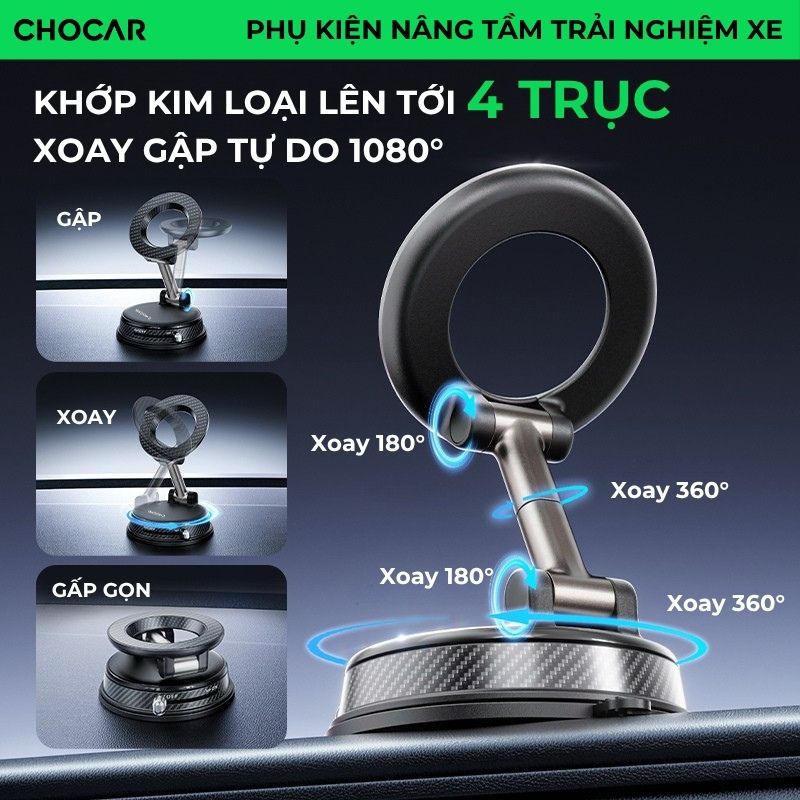 Giá Đỡ Điện Thoại Ô Tô CHOCAR A26 Xoay 1080° Hít MagSafe