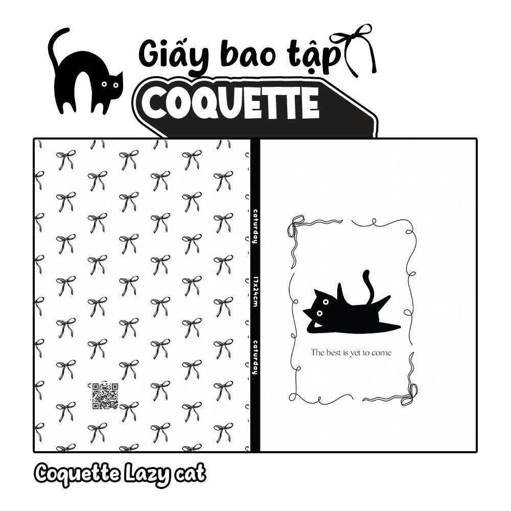 Giấy bao tập COQUETTE TRẮNG ĐEN mẫu CAT NƠ NHÍ hình in rõ nét, màu sắc tươi tắn | Caturday_thumbnail_3