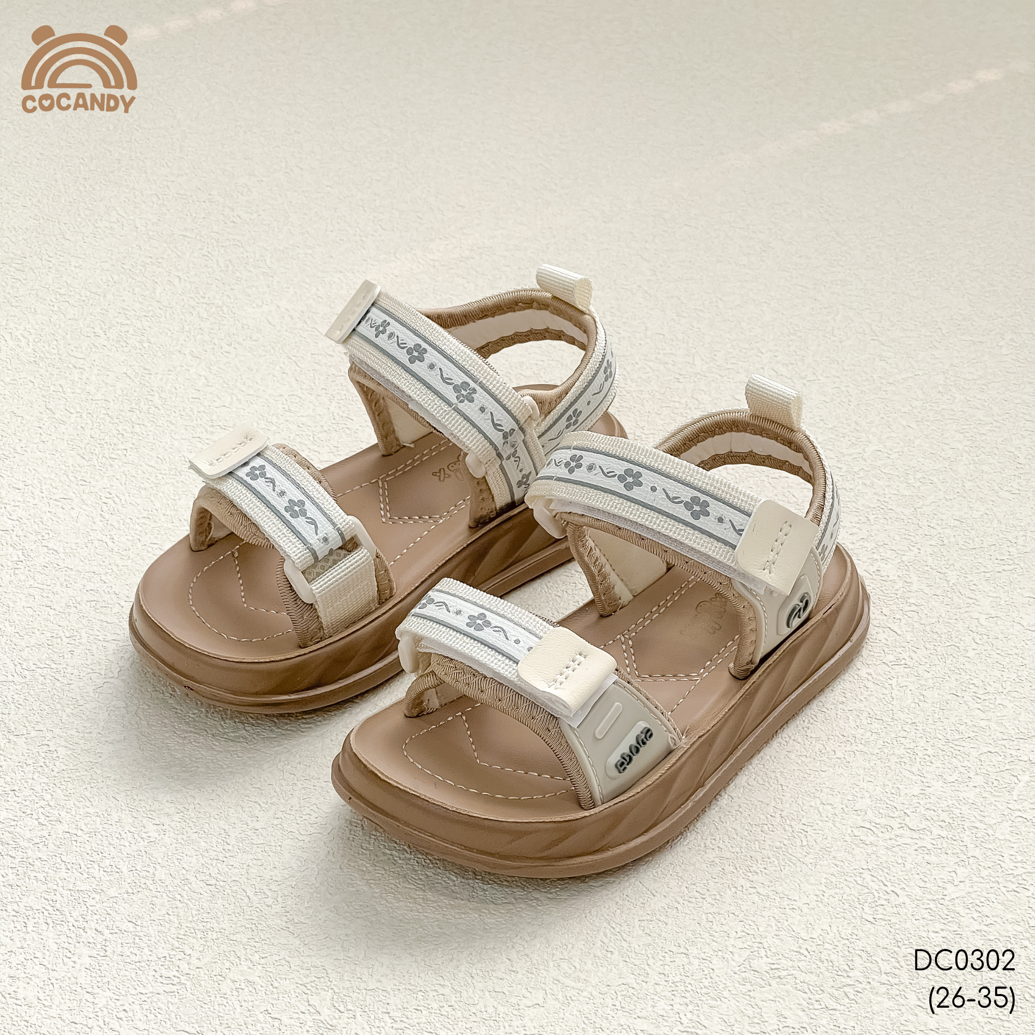 Dép sandal nhập TRẮNG hoa nhí