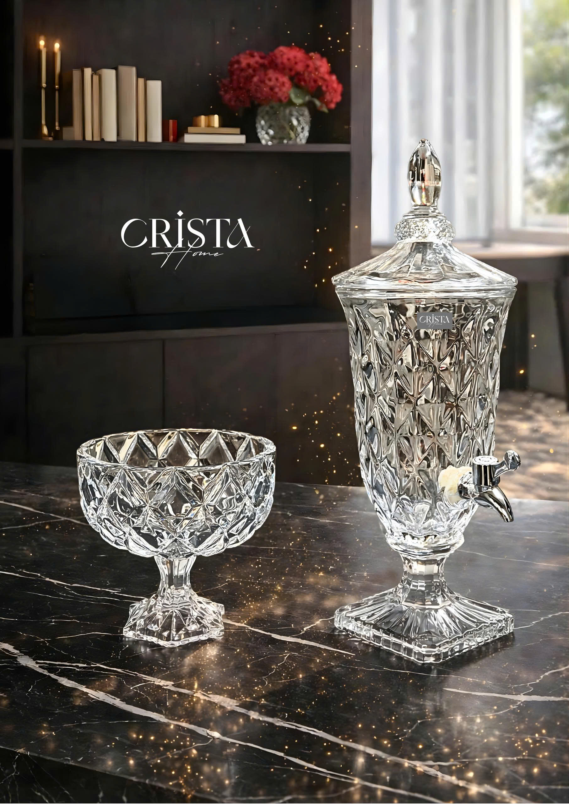Bình thủy tinh vân kim cương có vòi 2L CRISTA HOME_thumbnail_2