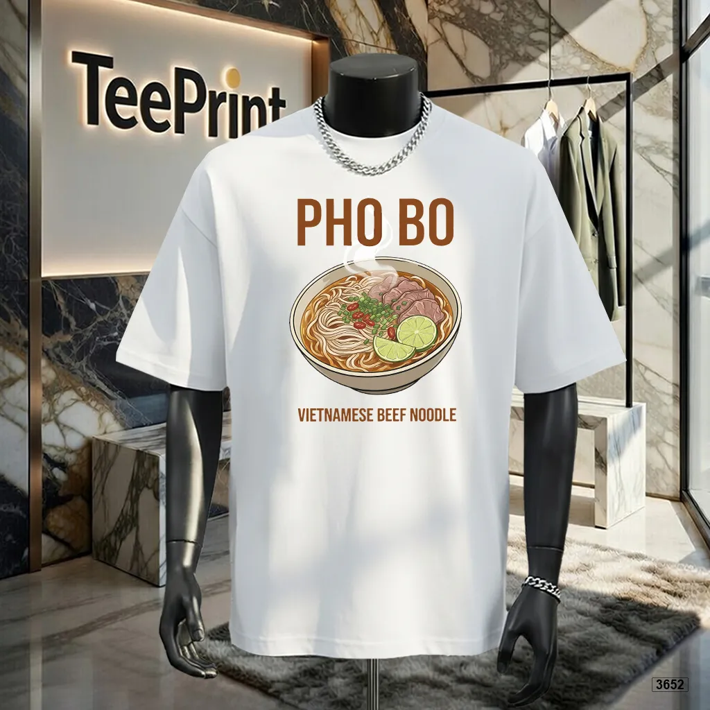 Áo thun nam oversize dày dặn đứng form Pho Bo TeePrint 3652
