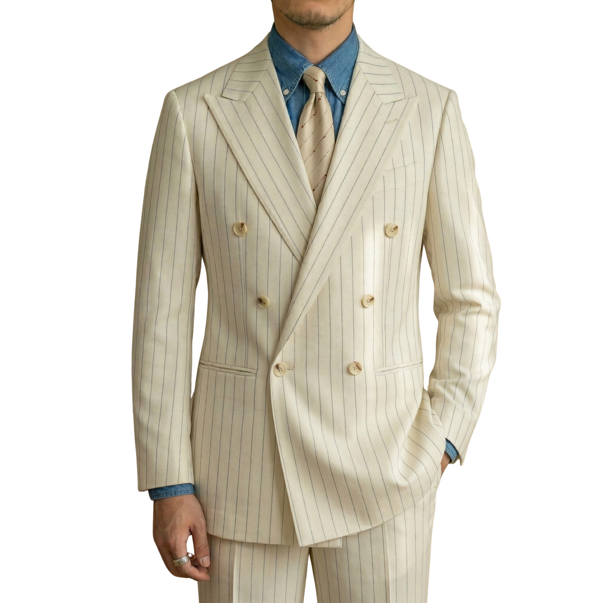 Bộ Suit Portofino Sọc Ivory