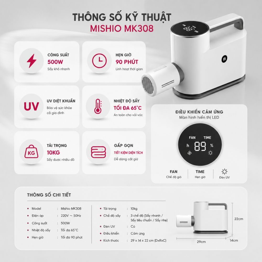 Máy sấy giày diệt khuẩn, khủ mùi hôi quần áo Kachi MK308_thumbnail_8