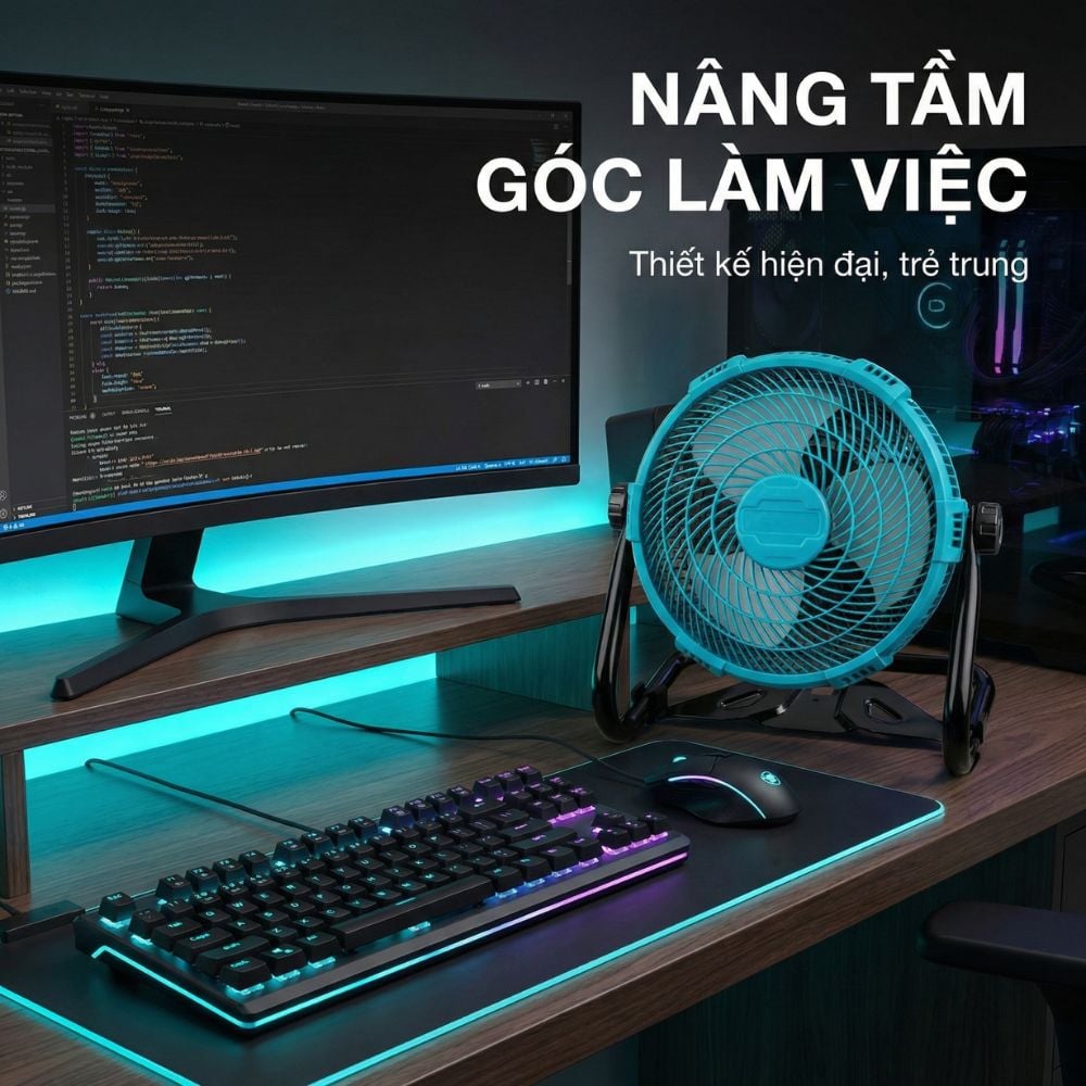 Quạt Để Bàn Tích Điện Kachi MK443 – Gió Turbo Mạnh Mẽ, Xoay 360 Độ, Thiết Kế Di Động Đa Năng_thumbnail_5