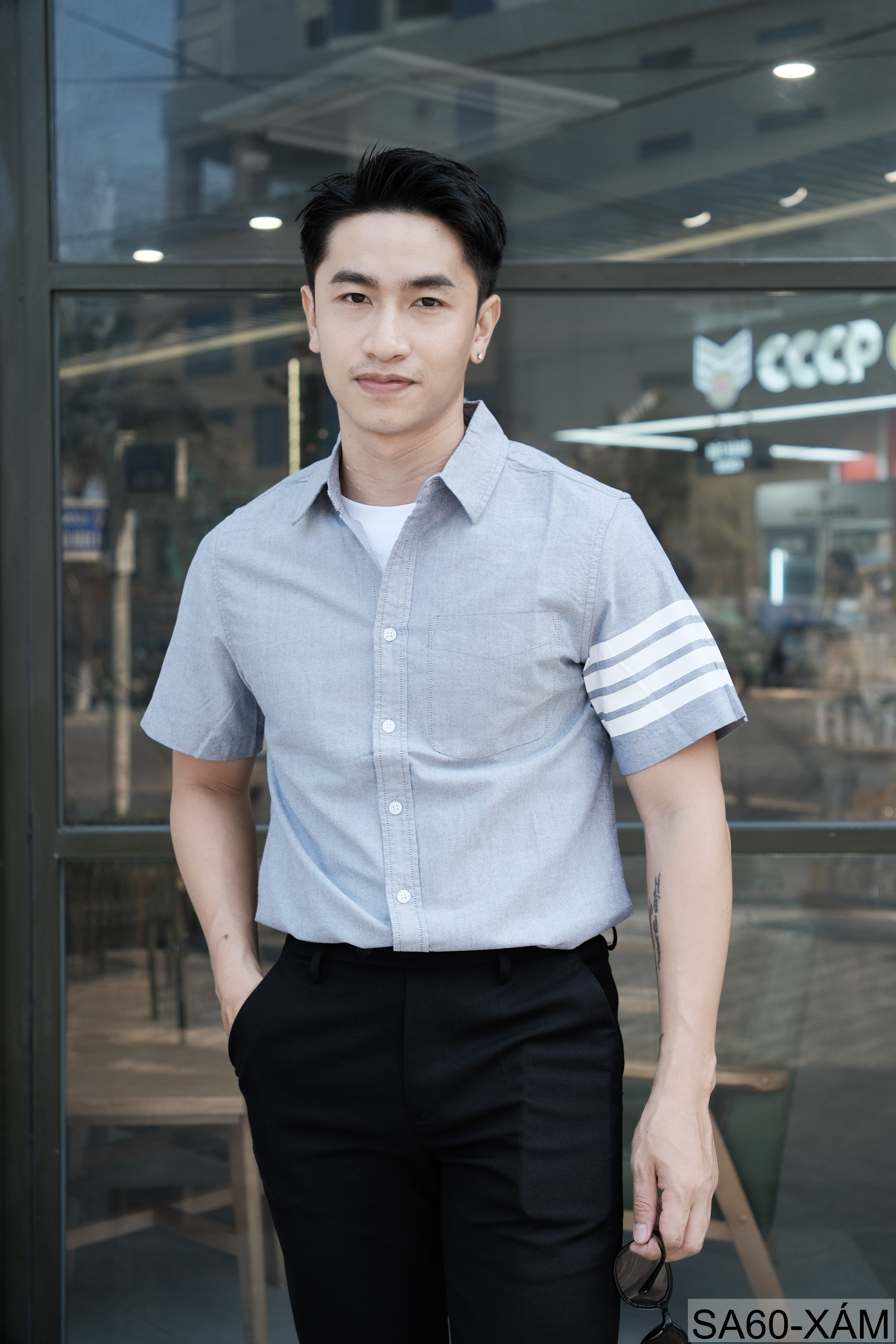 SA60 - Áo Sơ Mi Nam Tay Ngắn Phong Cách Nhật Bản Chất Cotton Thoáng Mát Đa Dụng_thumbnail_24