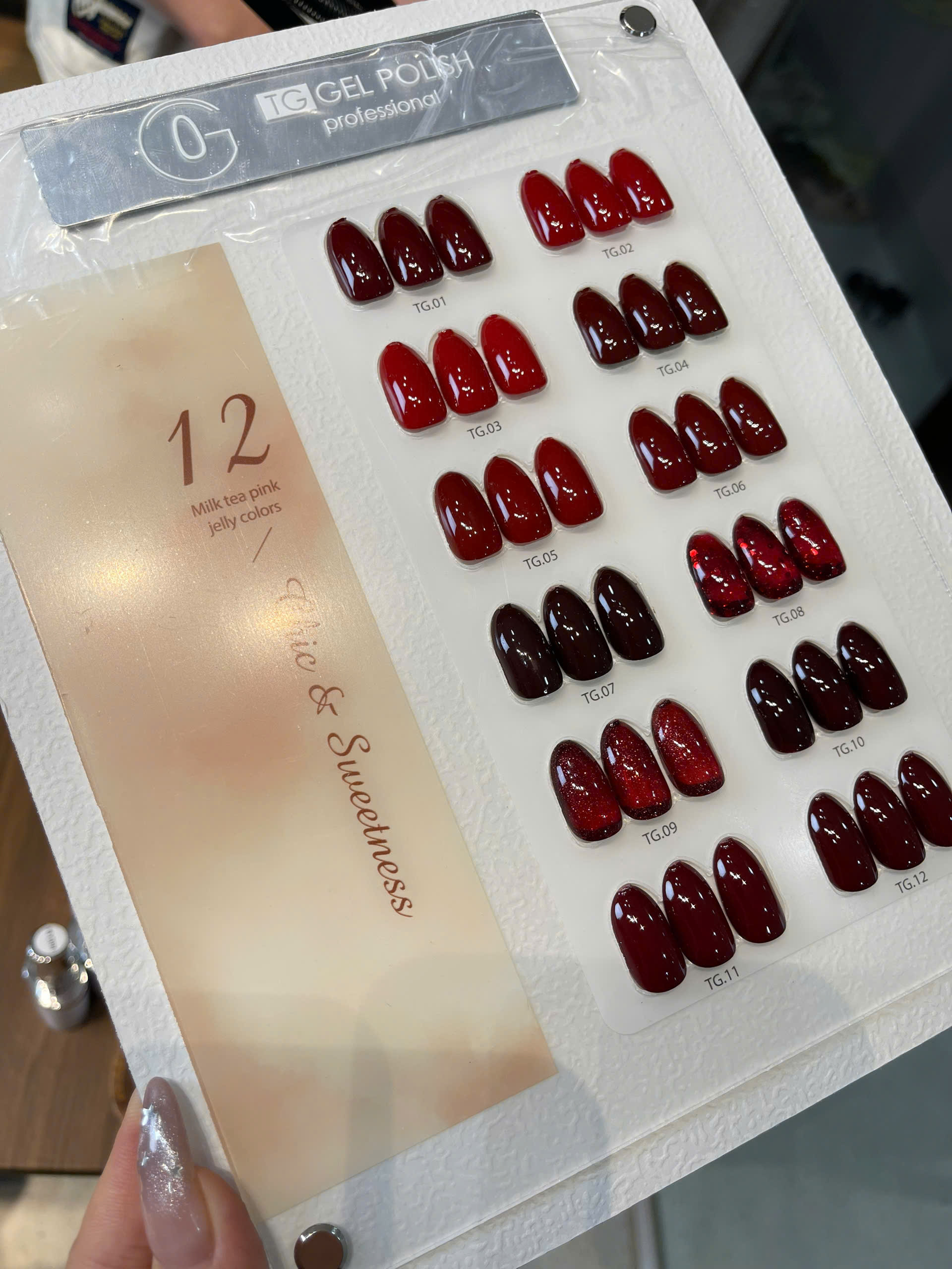 Combo 12 màu đỏ TG Nails kèm bảng màu