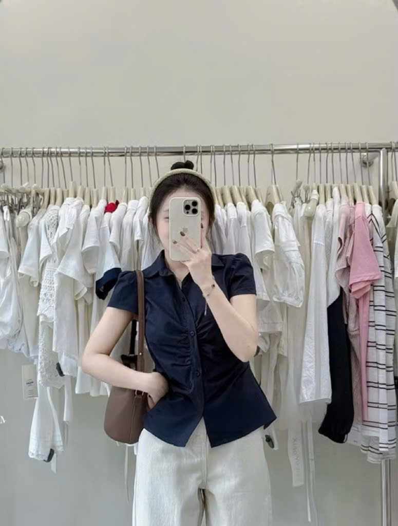 Áo Kiểu Nữ Tay Ngắn xếp nhún ngực cổ bẻ HN.177 (C) (10016)_thumbnail_3