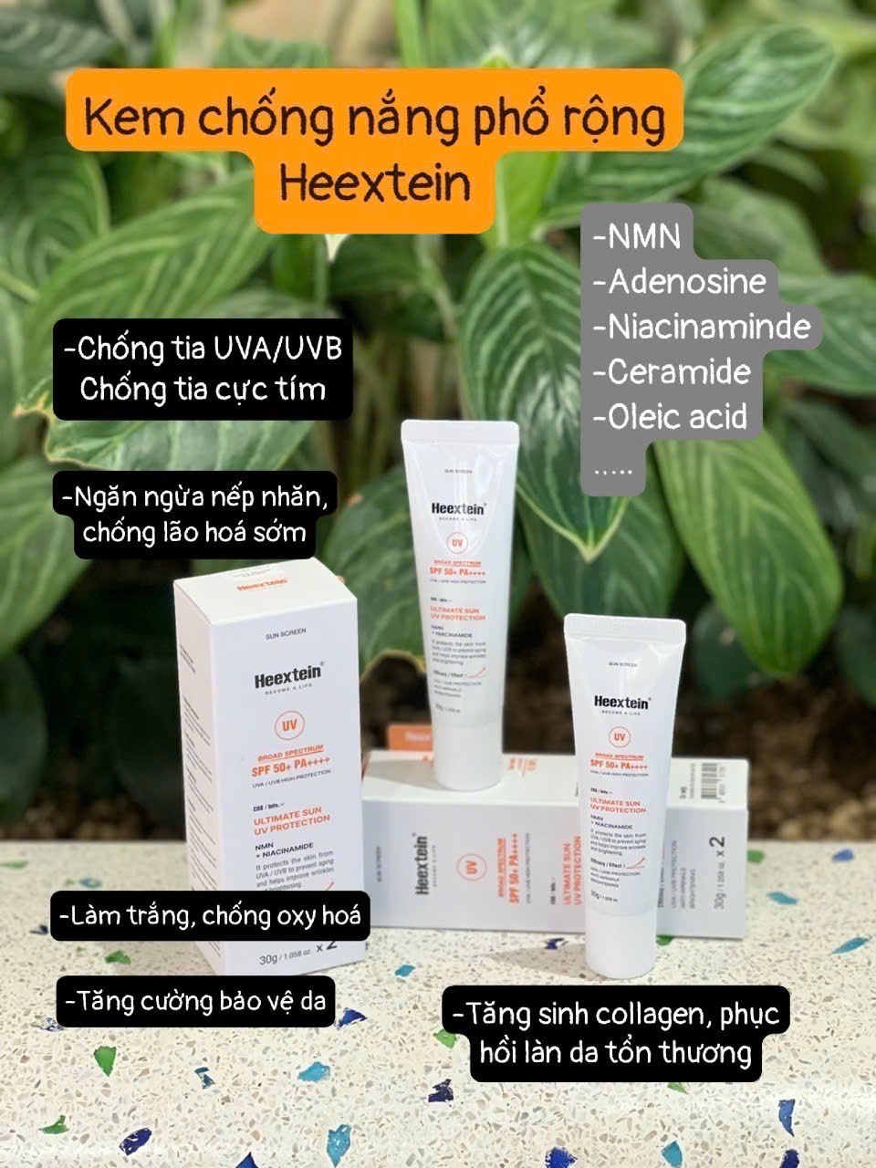 Kem chống nắng Heextein SPF 50+ PA++++