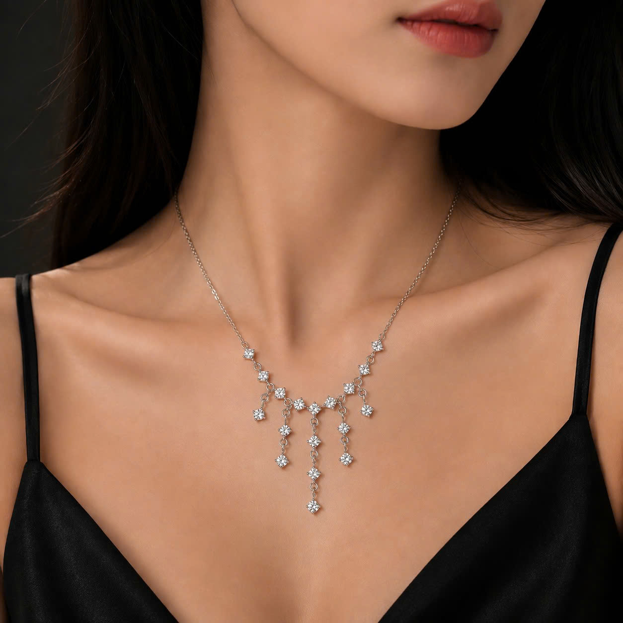 vòng cổ bạc xi kim rơi nhiều đá_thumbnail_3