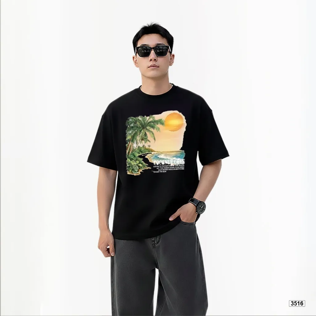 Áo thun form rộng họa tiết bãi biển TeePrint 3516_thumbnail_1