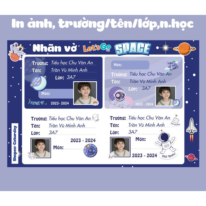 Set 24 nhãn vở KHÁM PHÁ VŨ TRỤ- Let's go to space siêu cool hot trend, in ảnh, in tên theo yêu cầu_thumbnail_3