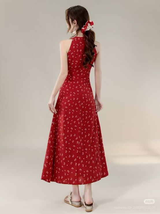 Lucas - Váy yếm maxi may chéo ngực buộc nơ chân xòe_thumbnail_1