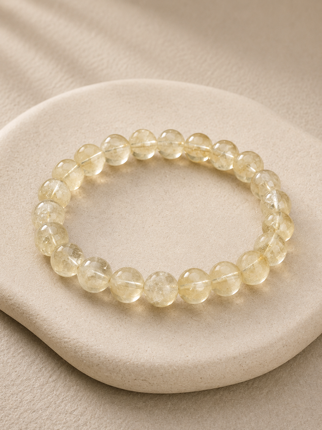 Vòng Đá Thạch Anh Vàng Vụn Băng Citrine + Ưu Linh Trắng Tự Nhiên