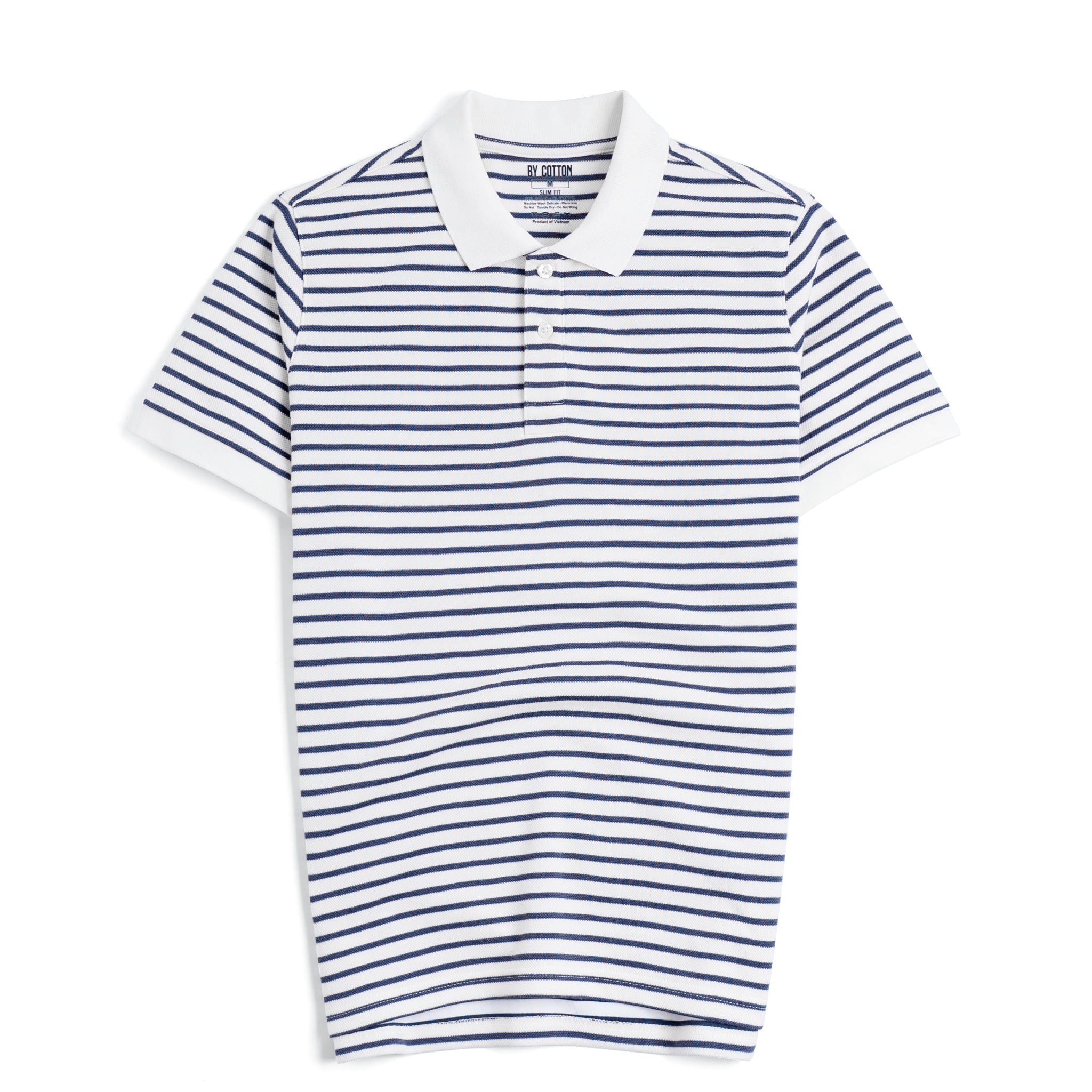Áo Thun Polo By Cotton 2Layer Sọc Nhỏ Trắng Xanh