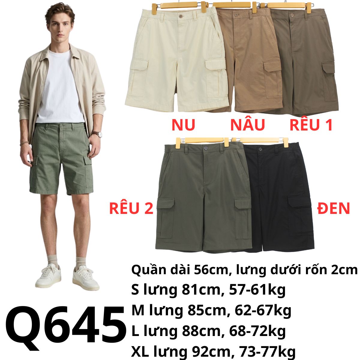 Q645- Quần đùi Kaki nam