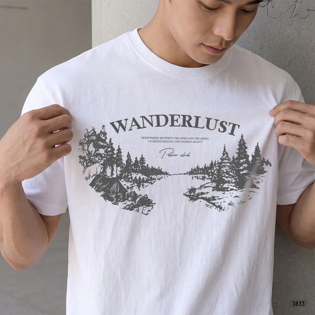 Áo thun nam Wanderlust aesthetic phong cách tối giản Hàn Quốc dễ phối Polux 3833_thumbnail_5