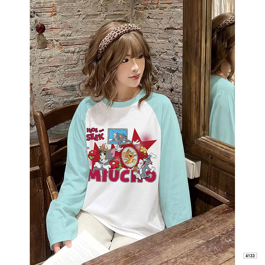 Áo thun raglan tay dài form boxy hoạt hình Miucho 4133_thumbnail_4