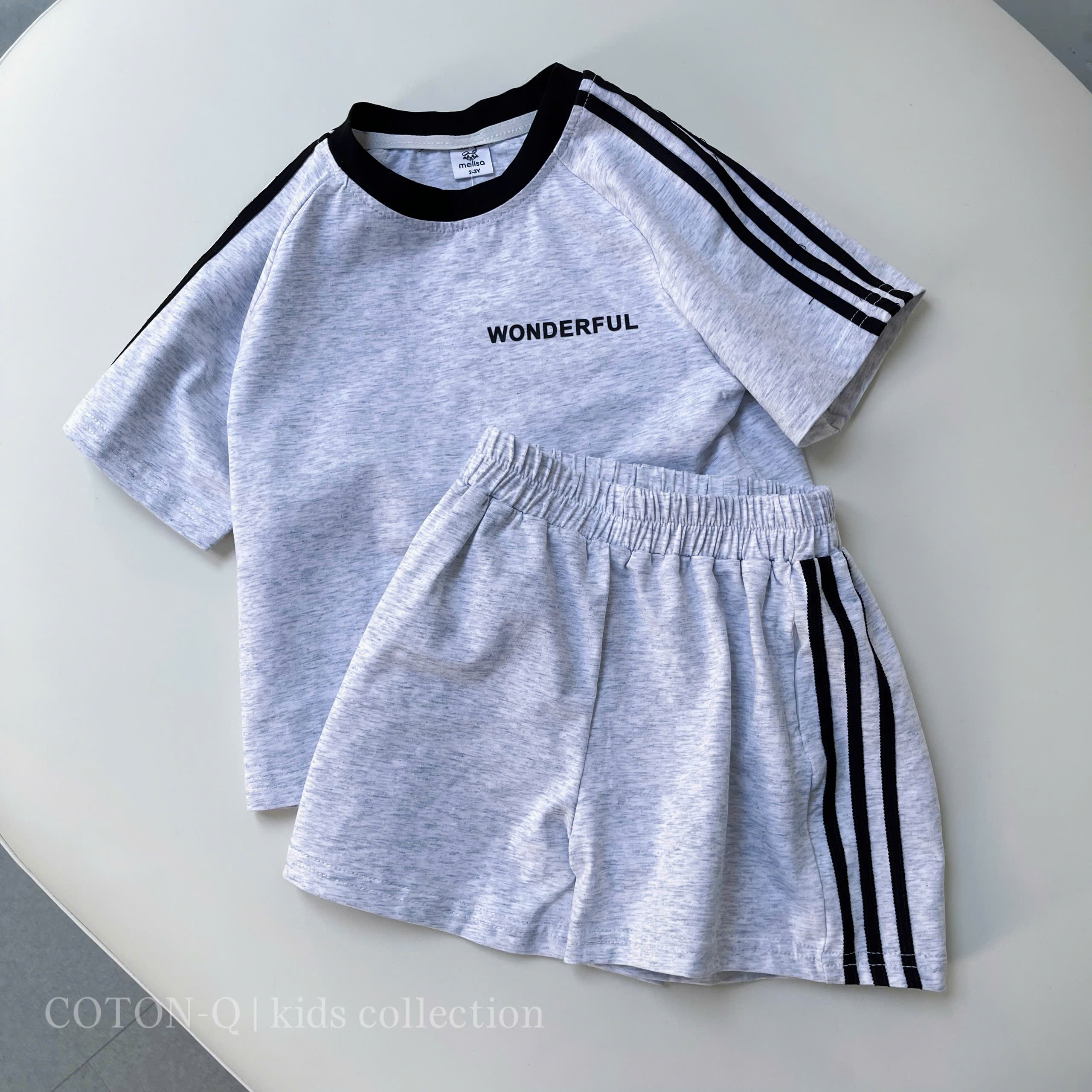 HE76 Set áo thun sọc + quần đùi