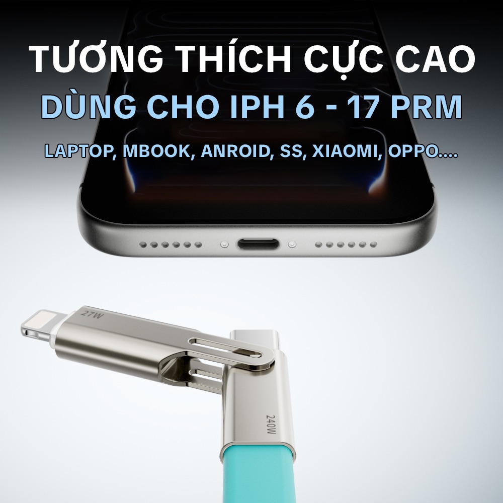 Cáp sạc nhanh DC25 240W thiết kế 2 in 1 dạng dẹt_thumbnail_4