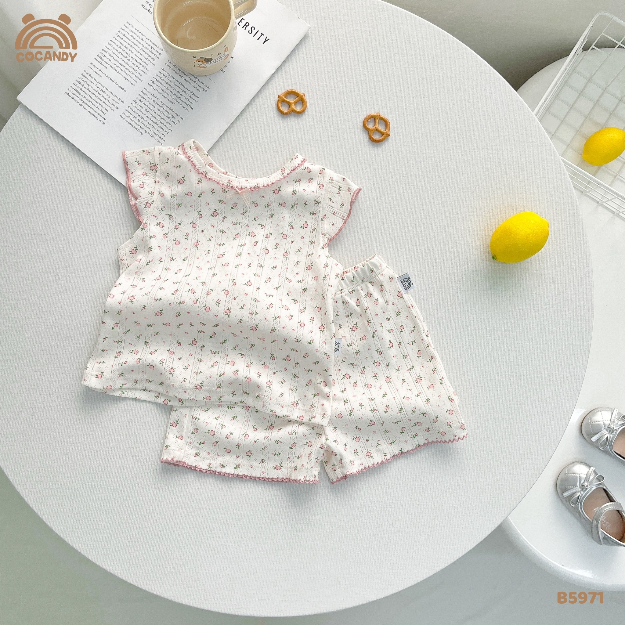 Bộ cộc TRẮNG hoa nhí hồng cánh tiên