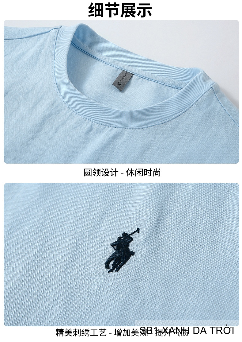 SB1 - Bộ đồ nam mùa hè chất liệu Tencel & linen mát lạnh, phong cách Mỹ cổ điển, áo thun tay ngắn + quần short_thumbnail_11