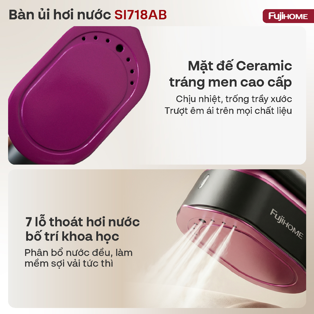 Bàn là (bàn ủi) hơi nước cầm tay Fujihome SI718AB ( chọn là theo loại vải )_thumbnail_6