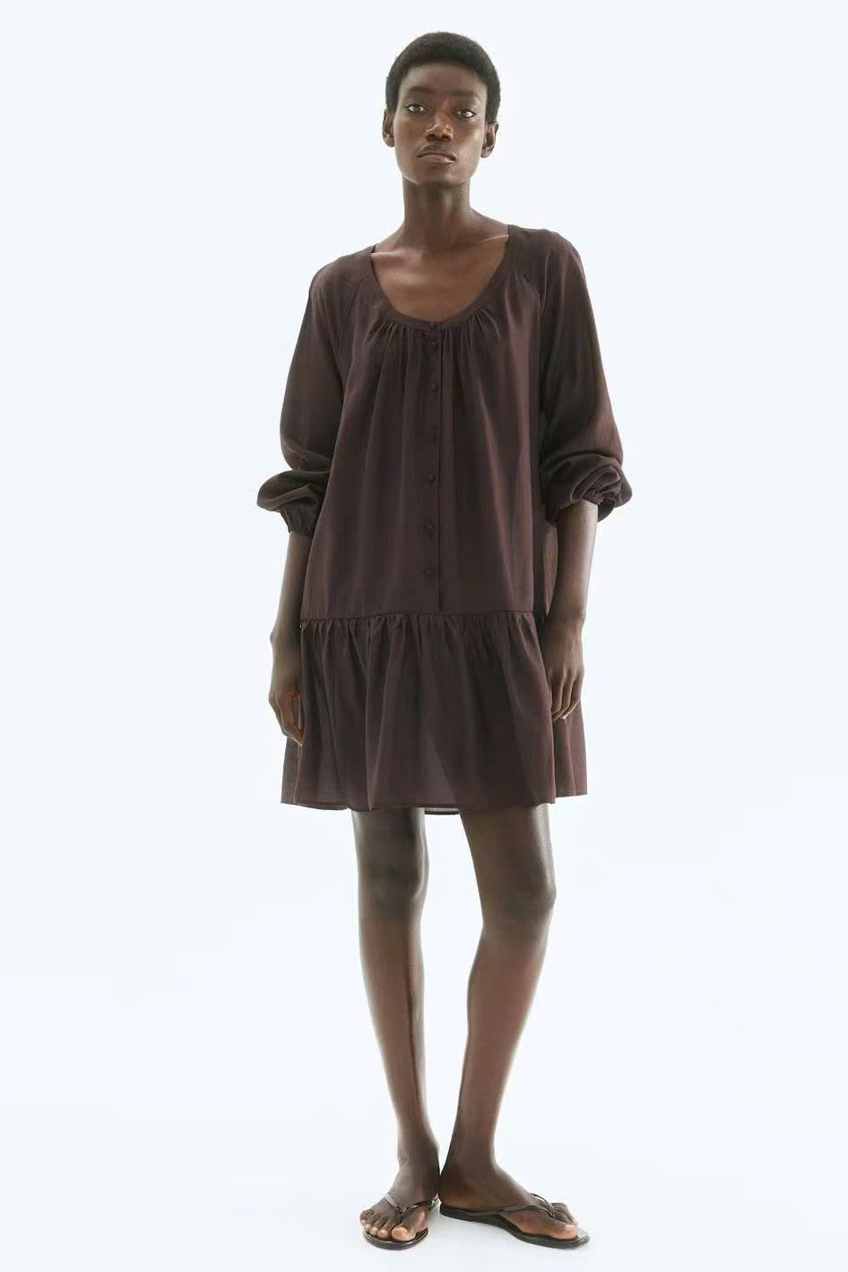 E687 ĐẦM SUÔNG NÂU CỔ U H&M_thumbnail_4