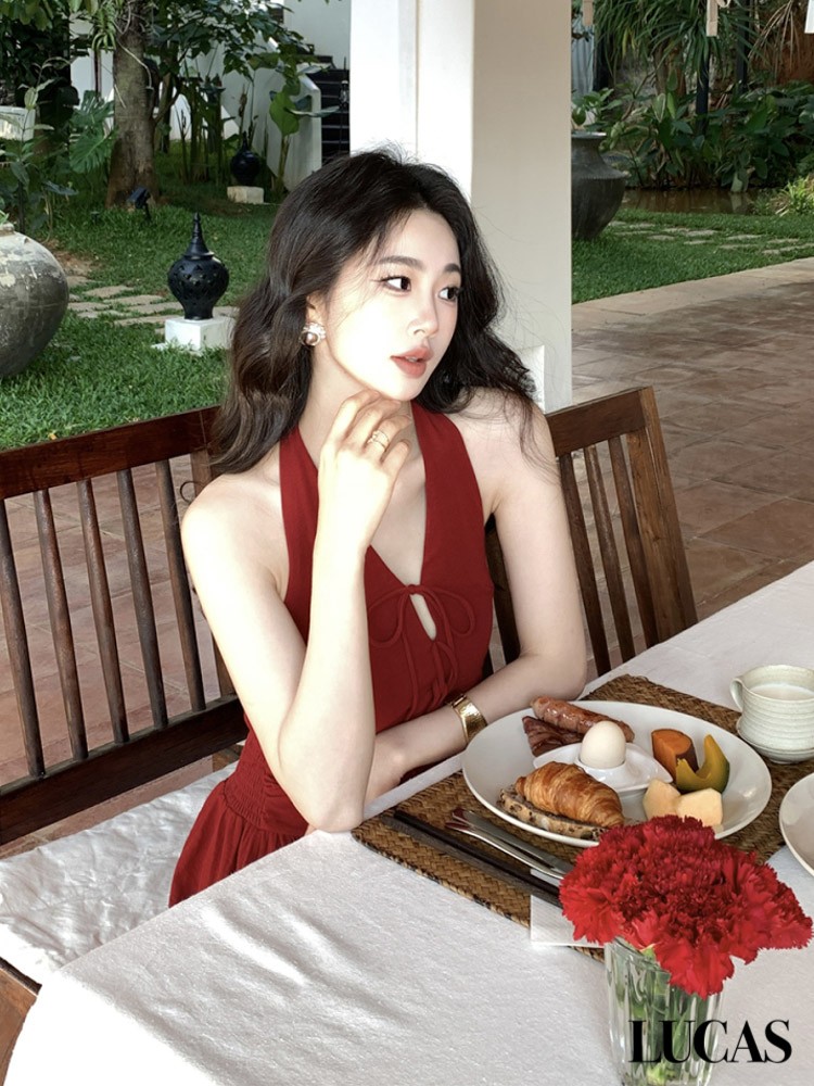 Váy yếm cổ tim chân xòe đính nơ dọc_thumbnail_11