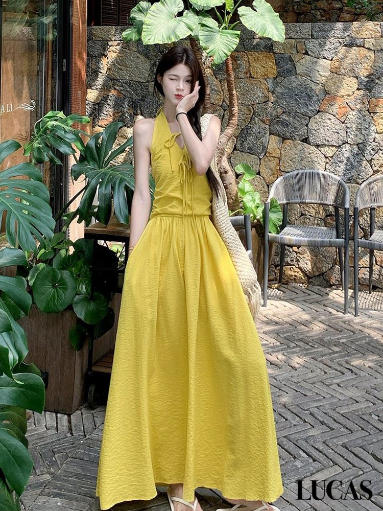 Váy yếm cổ tim chân xòe đính nơ dọc_thumbnail_2