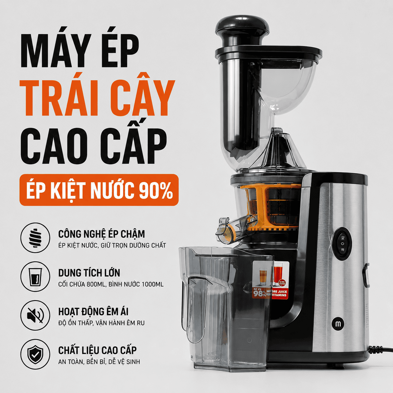 Máy Ép Trái Cây slowjuicer Mishio MK313 - motor đồng nguyên chất