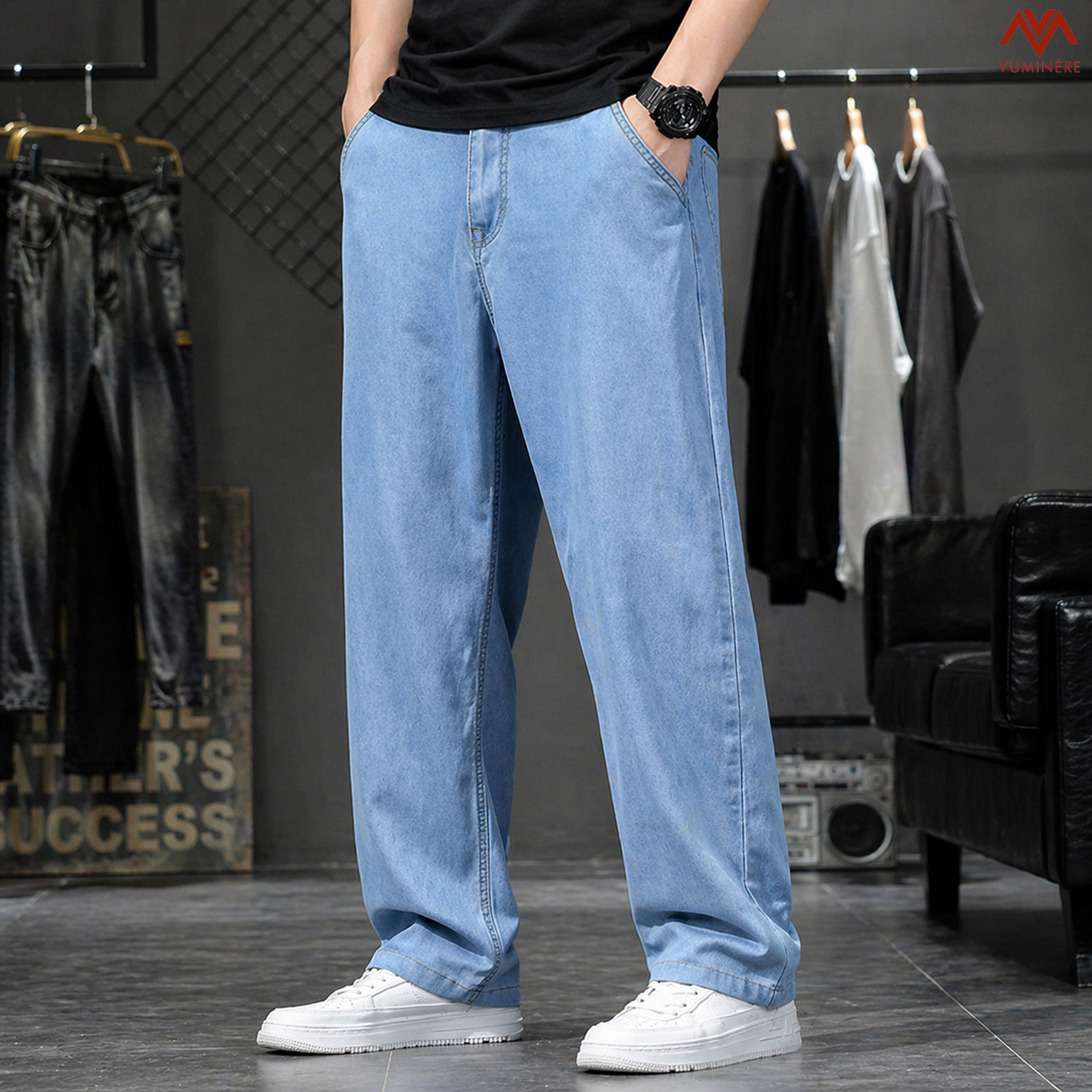 Quần Jeans nam VUMINÉRE - Wide Leg Jeans Form suông ống rộng