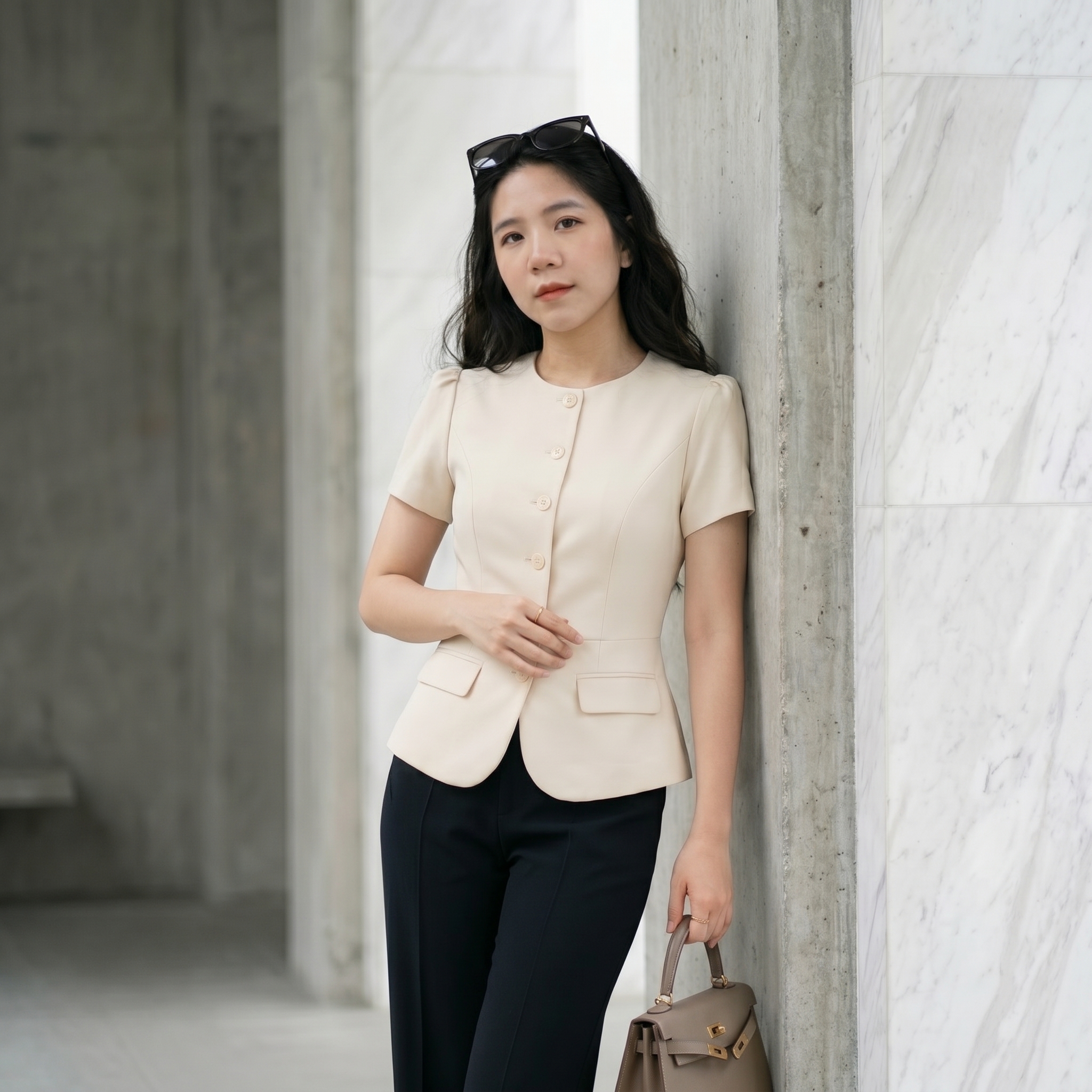 Áo sơ mi công sở 26107 màu kem
