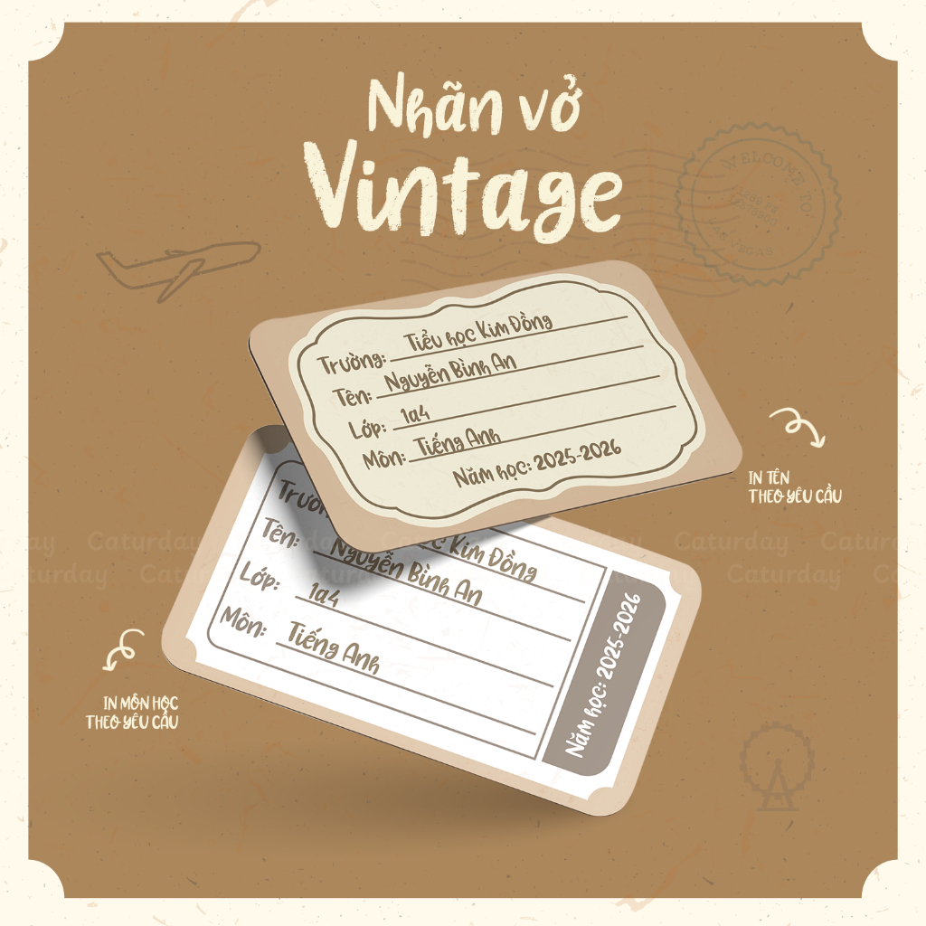 Nhãn vở MÔN HỌC VINTAGE VER 2