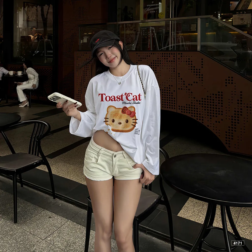 Áo thun tay dài form boxy Toast Cat Miucho 4171_thumbnail_3