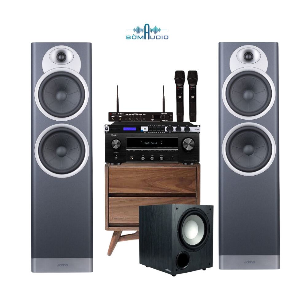 Combo Amply DENON DRA-800H + Mixer JBL KX180A + Micro BOSTON MICMIX + Loa JAMO S7-27F + Subwoofer JAMO C910 - B290