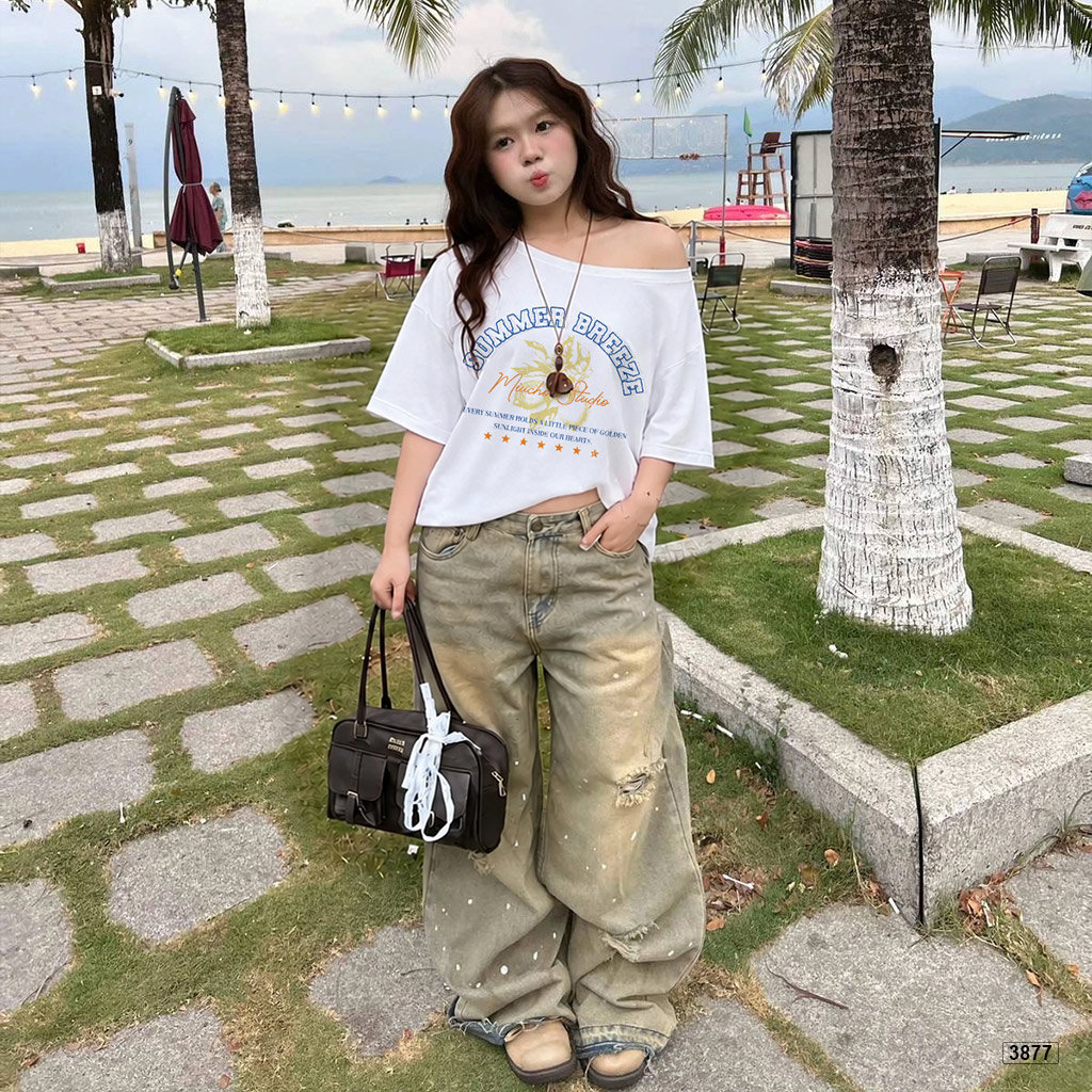 Áo thun nữ lệch vai form rộng Summer Breeze Miucho 3877_thumbnail_2