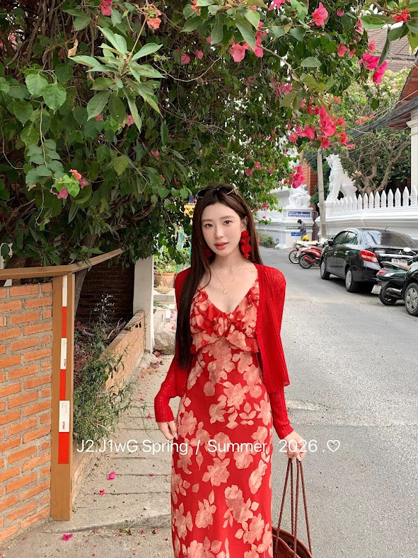 Lucas - Váy hoa 2 dây bèo ngực dáng maxi J2