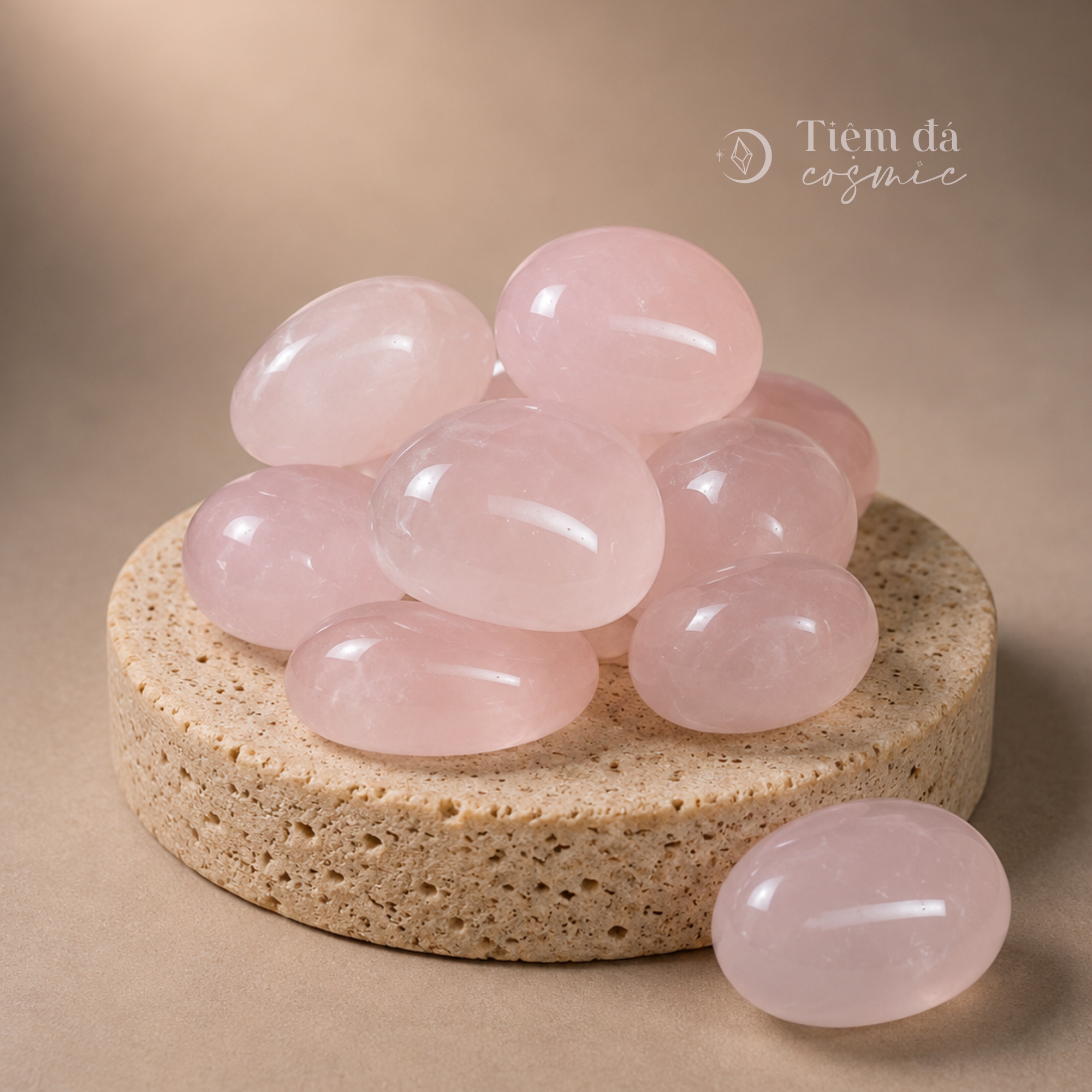 Đá cuội đã mài bóng / Tumbled Đá Thạch Anh Hồng LOẠI CAO CẤP Madagascar size 2 - 5 cm/viên
