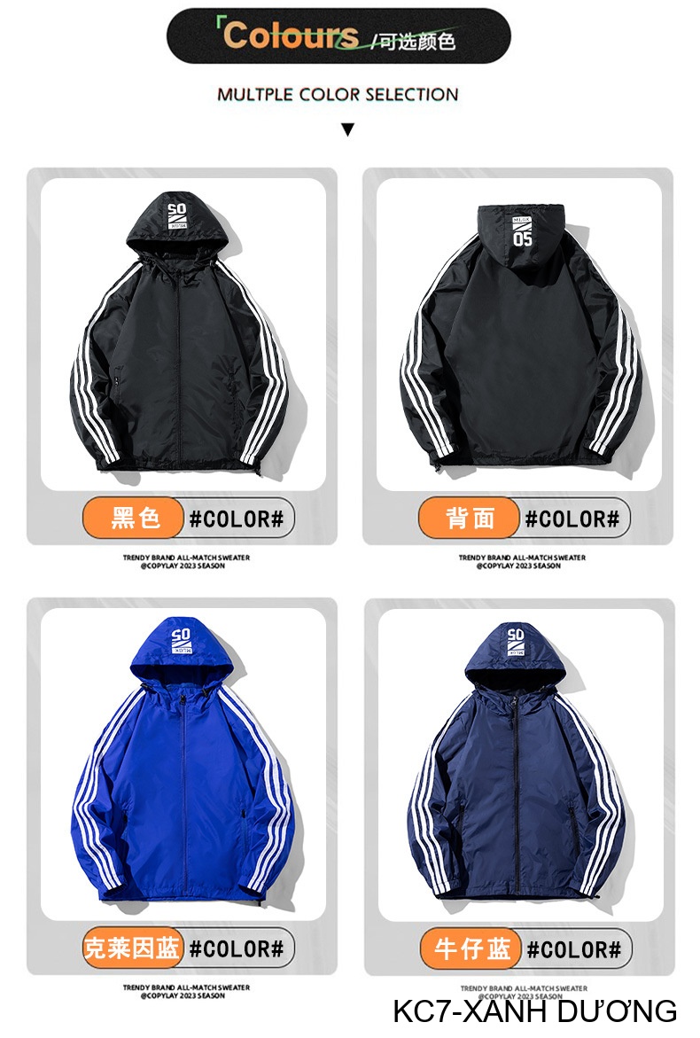 KC7 - Áo khoác nam thể thao oversize tay dài có mũ, chất liệu polyester thoáng mát, 3 màu xanh dương, đen, xanh đậm_thumbnail_27