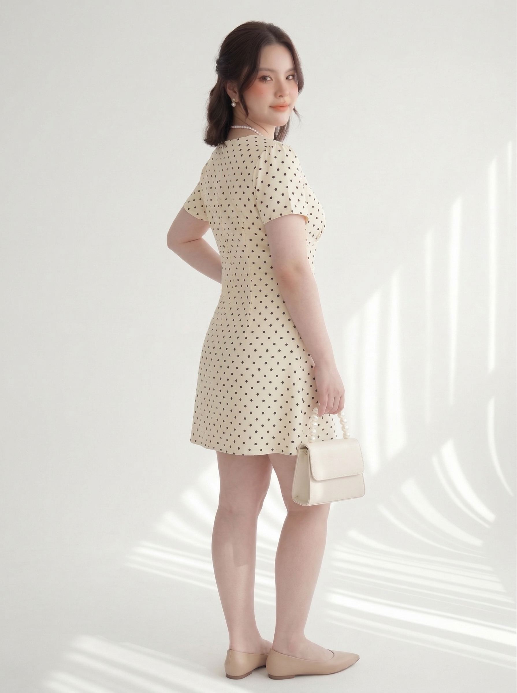 BIGSIZE NỮ - Đầm chấm bi dáng A  dành cho nàng béo từ 55-90kg V-DA219