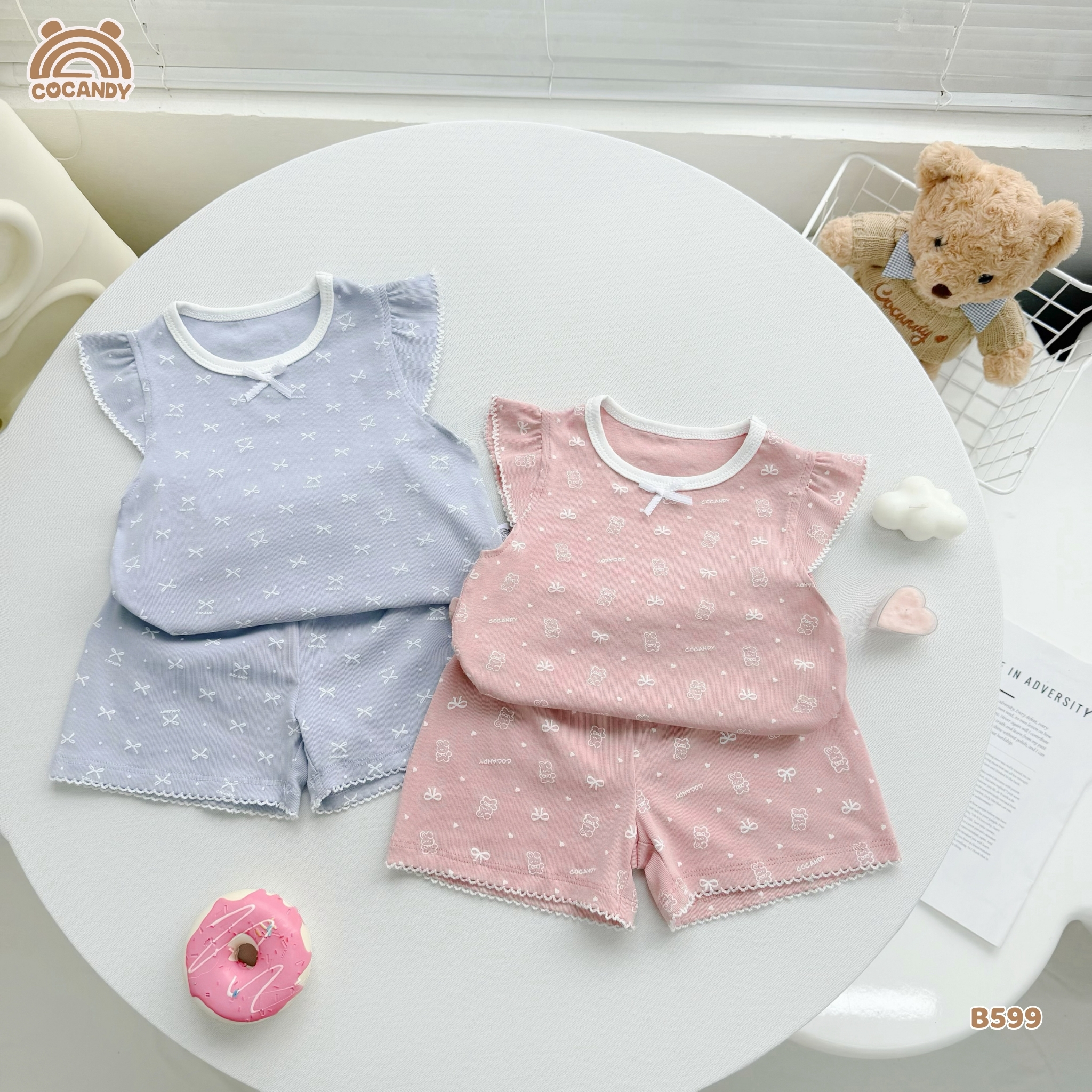 Bộ cộc thun XANH cánh tiên hình gấu nơ tim trắng_thumbnail_3