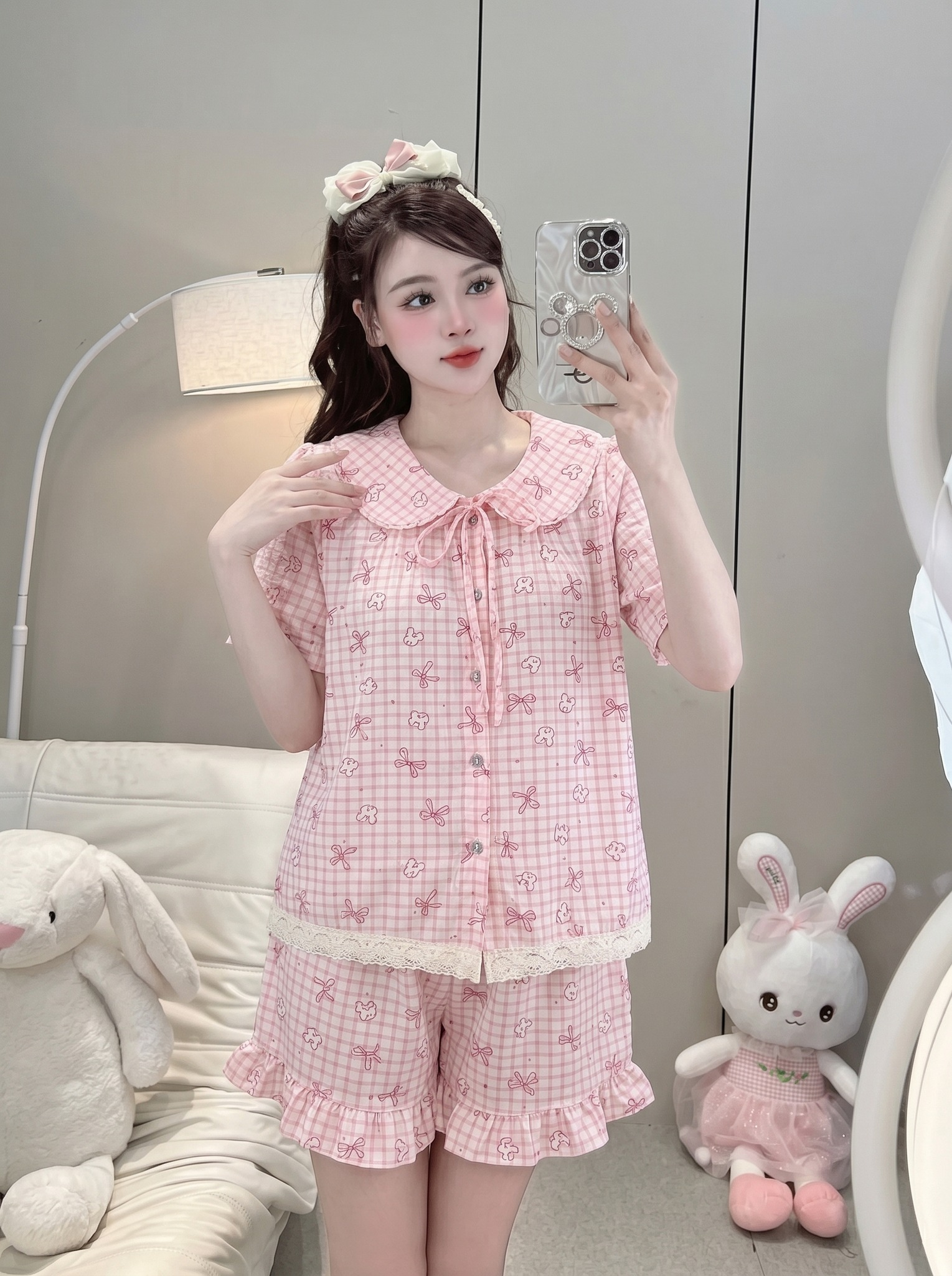 Đồ Bộ Nữ Ngắn QĐ+Áo TN lai ren hoạ tiết LUH (C) (0687)_thumbnail_7