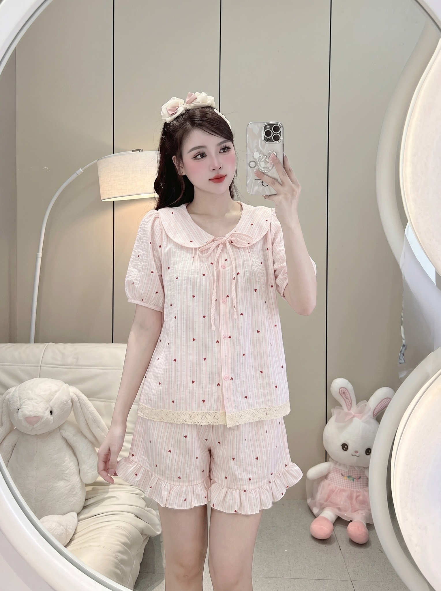Đồ Bộ Nữ Ngắn QĐ+Áo TN lai ren hoạ tiết LUH (C) (0687)_thumbnail_3