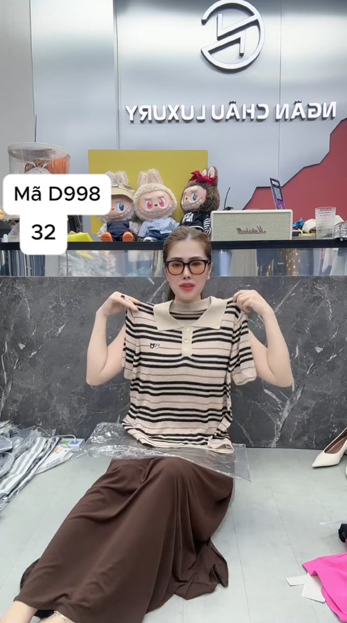 D998 Áo polo sọc kẻ