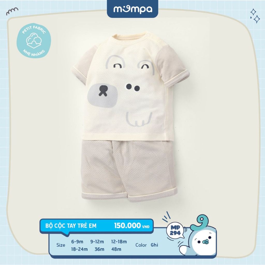 Bộ cộc petit thủng động vật Mompa