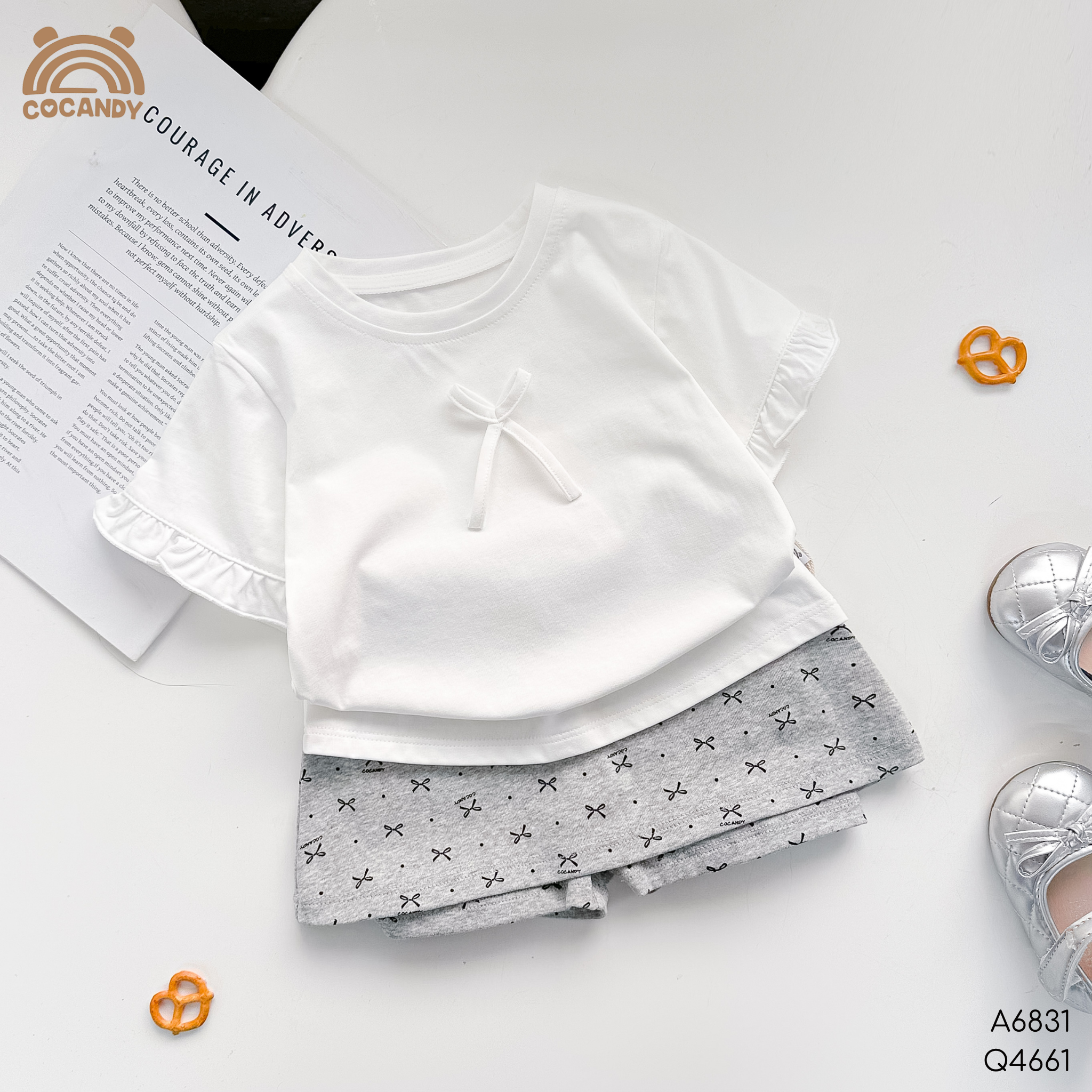 Áo cộc TRẮNG tay bèo có nơ_thumbnail_0