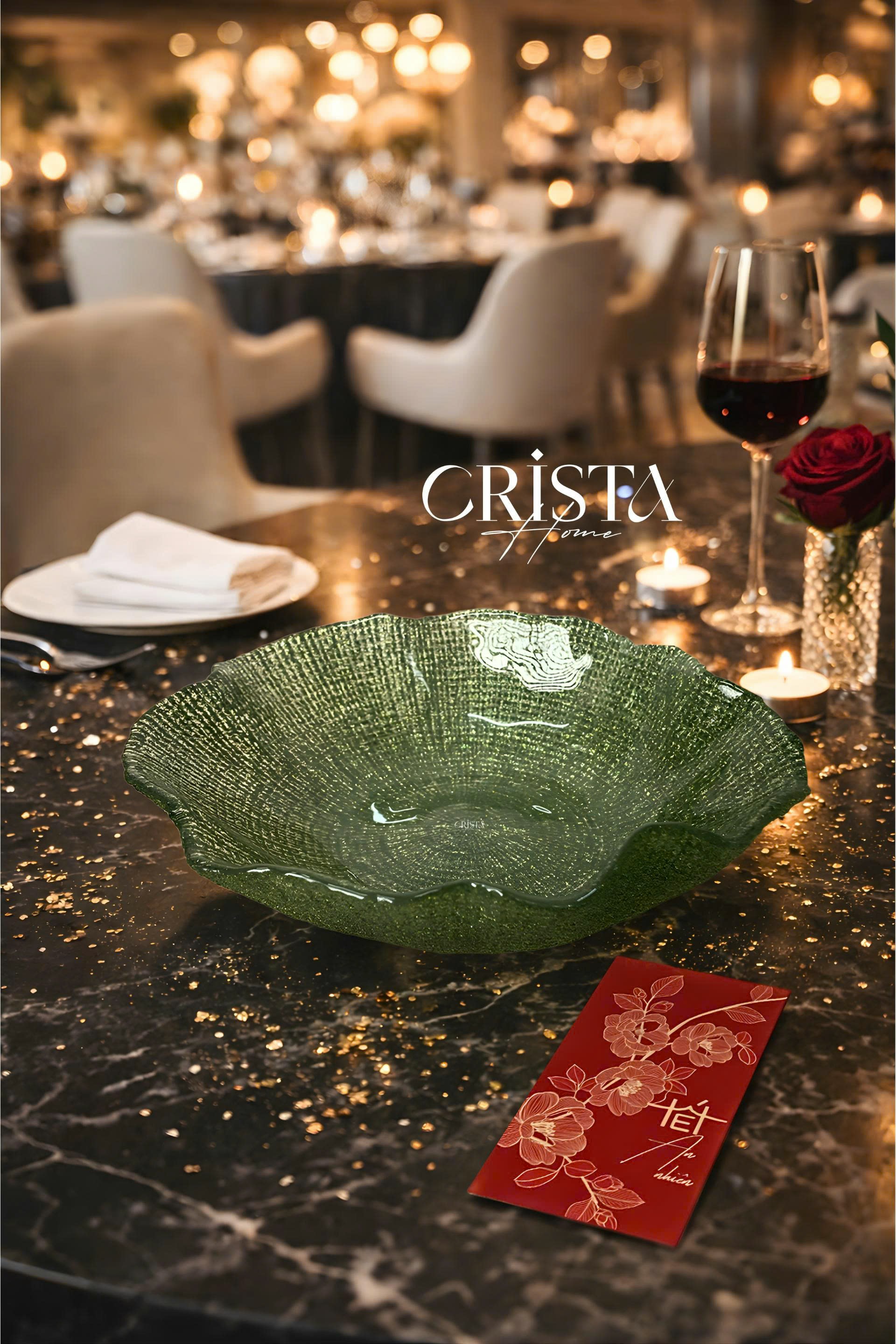 Âu thủy tinh cao cấp CRISTA HOME kiểu lá sen vân lưới size 28 cm_thumbnail_13